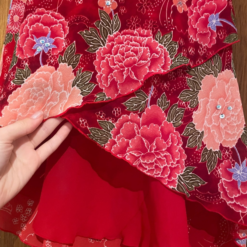 NWT Vintage Y2K CDC Bright Red Floral Butterfly Sequin Cocktail Dress - Picture 5 of 7
